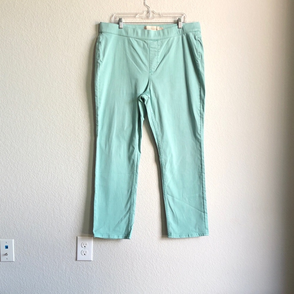 Soft Surroundings Ultimate Denim Pull On Slim Leg Jean Pants Seafoam Green XL
